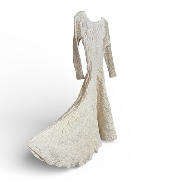 Karen Alexander 90s Sculptural Cotton Maxi Gown | Full Sweep Godet Skirt - Picture 2 of 12